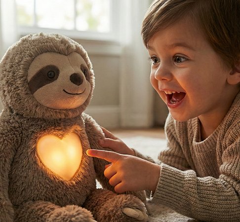 Child pointing at glowing heart